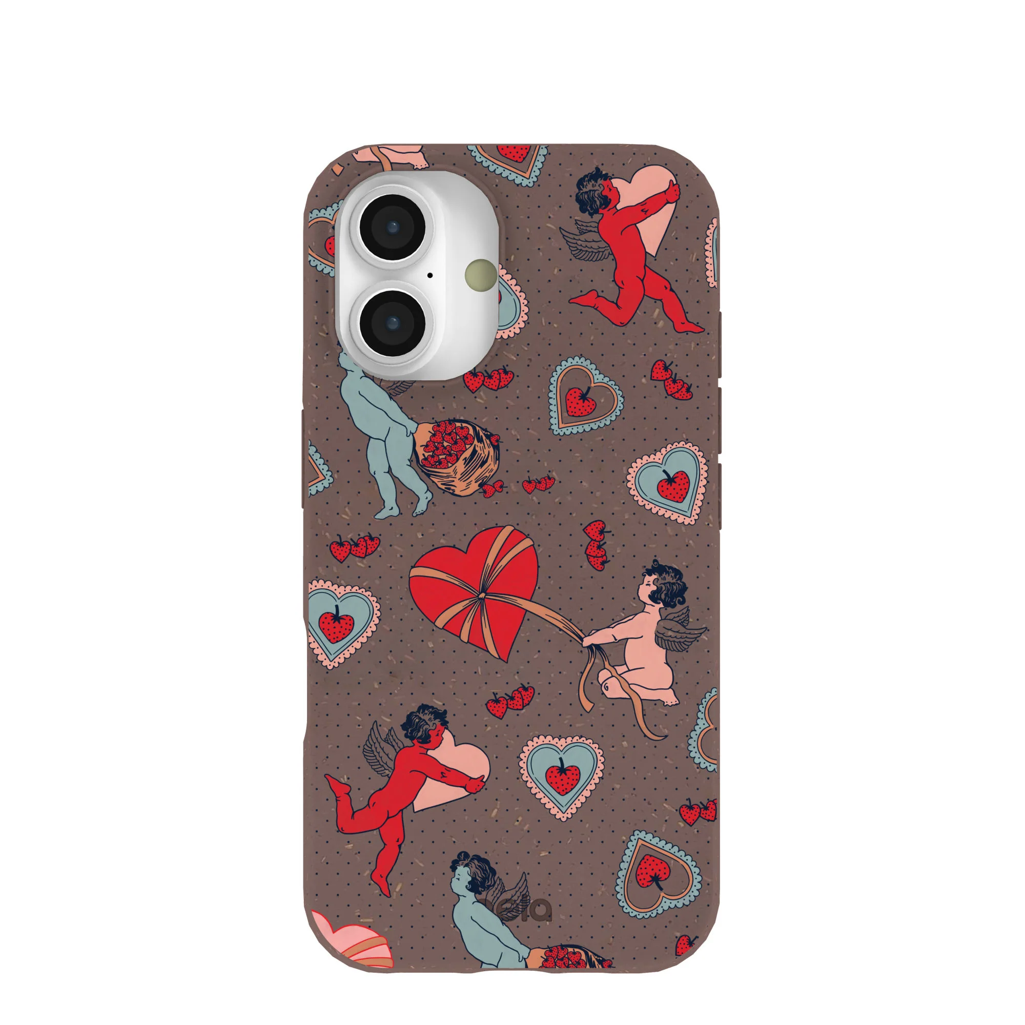 Chocolate Brown Strawberry Cupid iPhone 16 Case