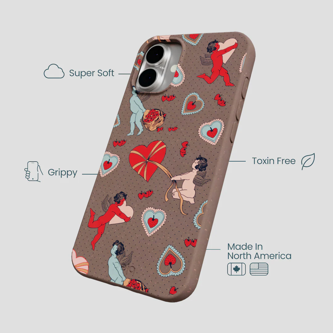 Chocolate Brown Strawberry Cupid iPhone 16 Plus Case - Image 4