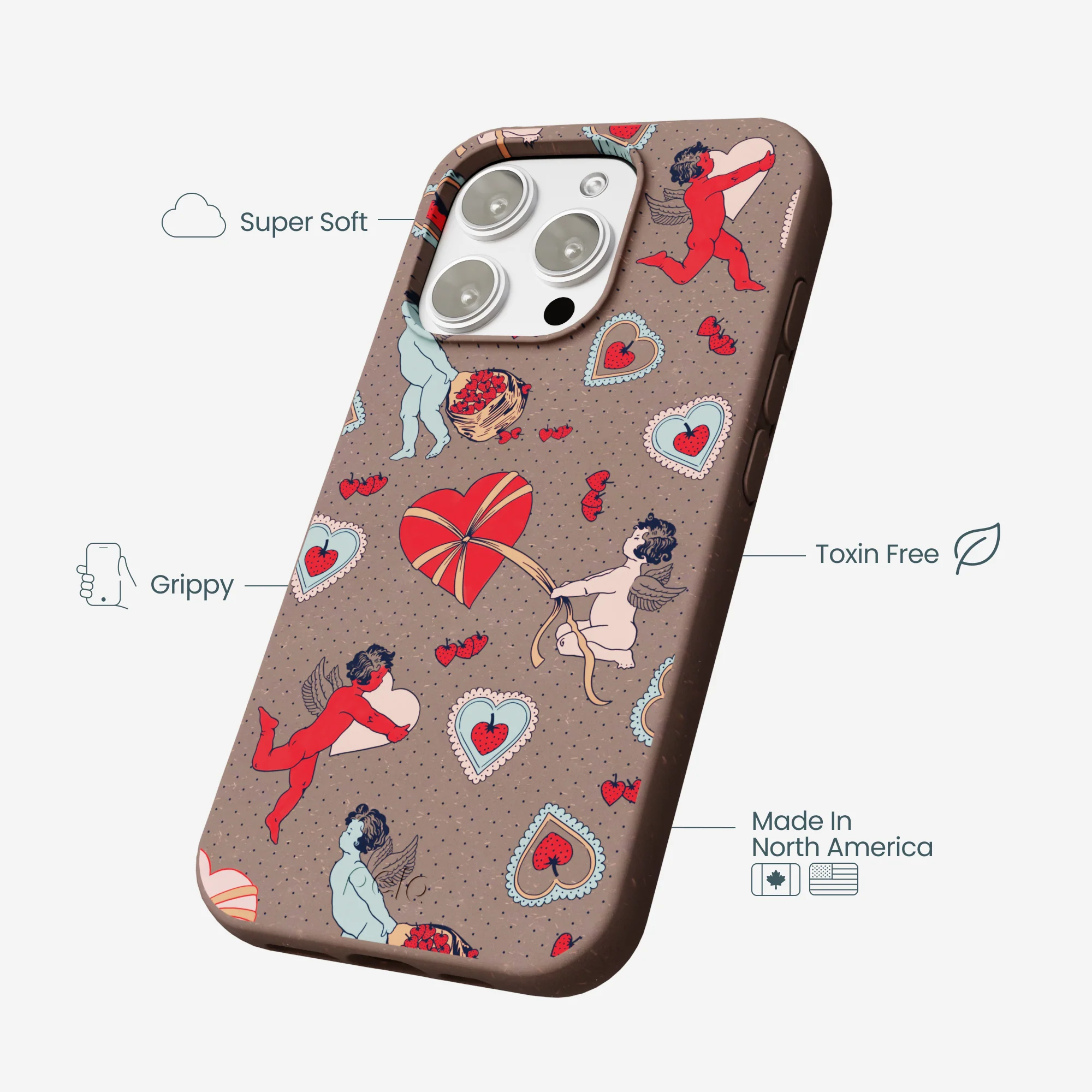Chocolate Brown Strawberry Cupid iPhone 16 Pro Max Case - Image 4