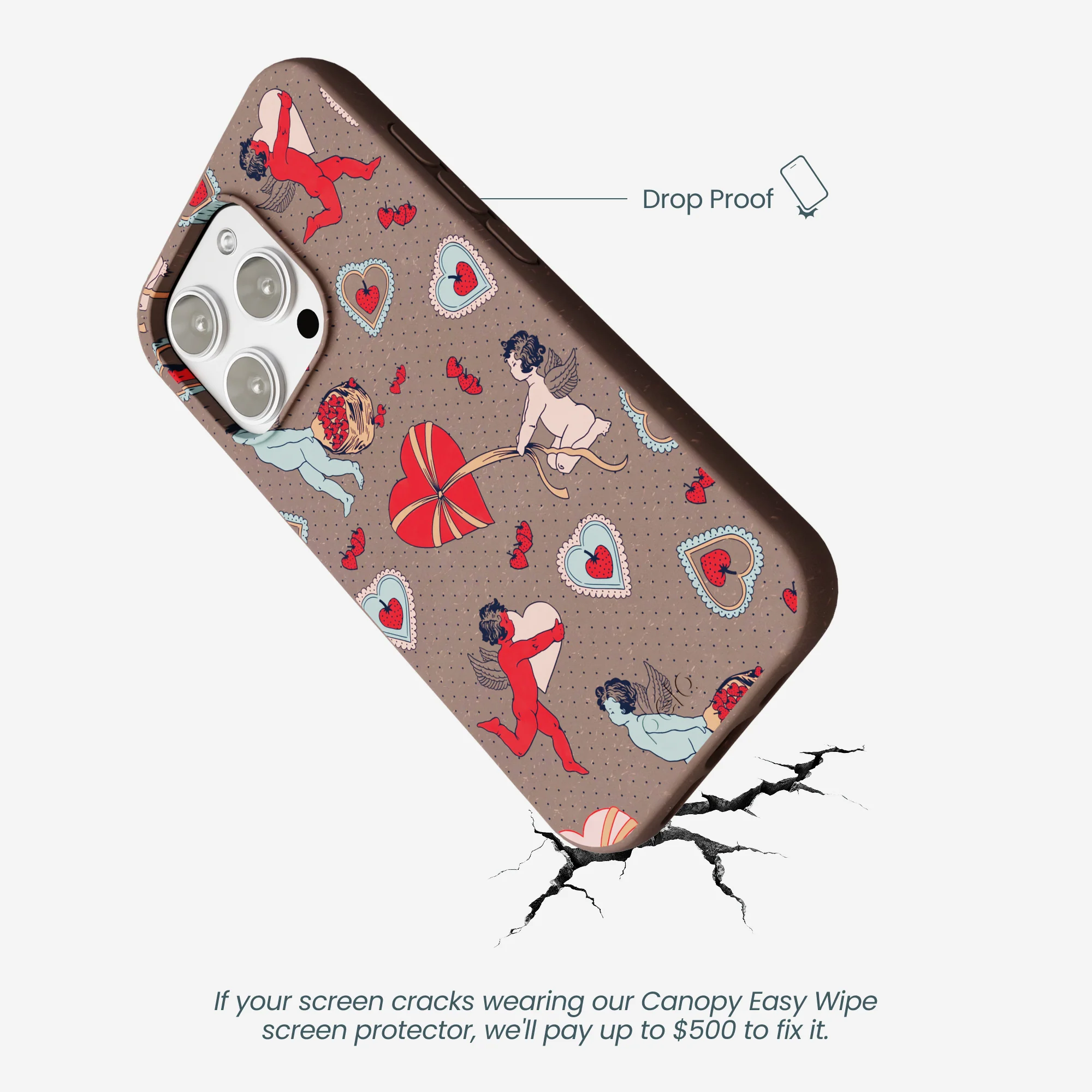 Chocolate Brown Strawberry Cupid iPhone 16 Pro Max Case - Image 5