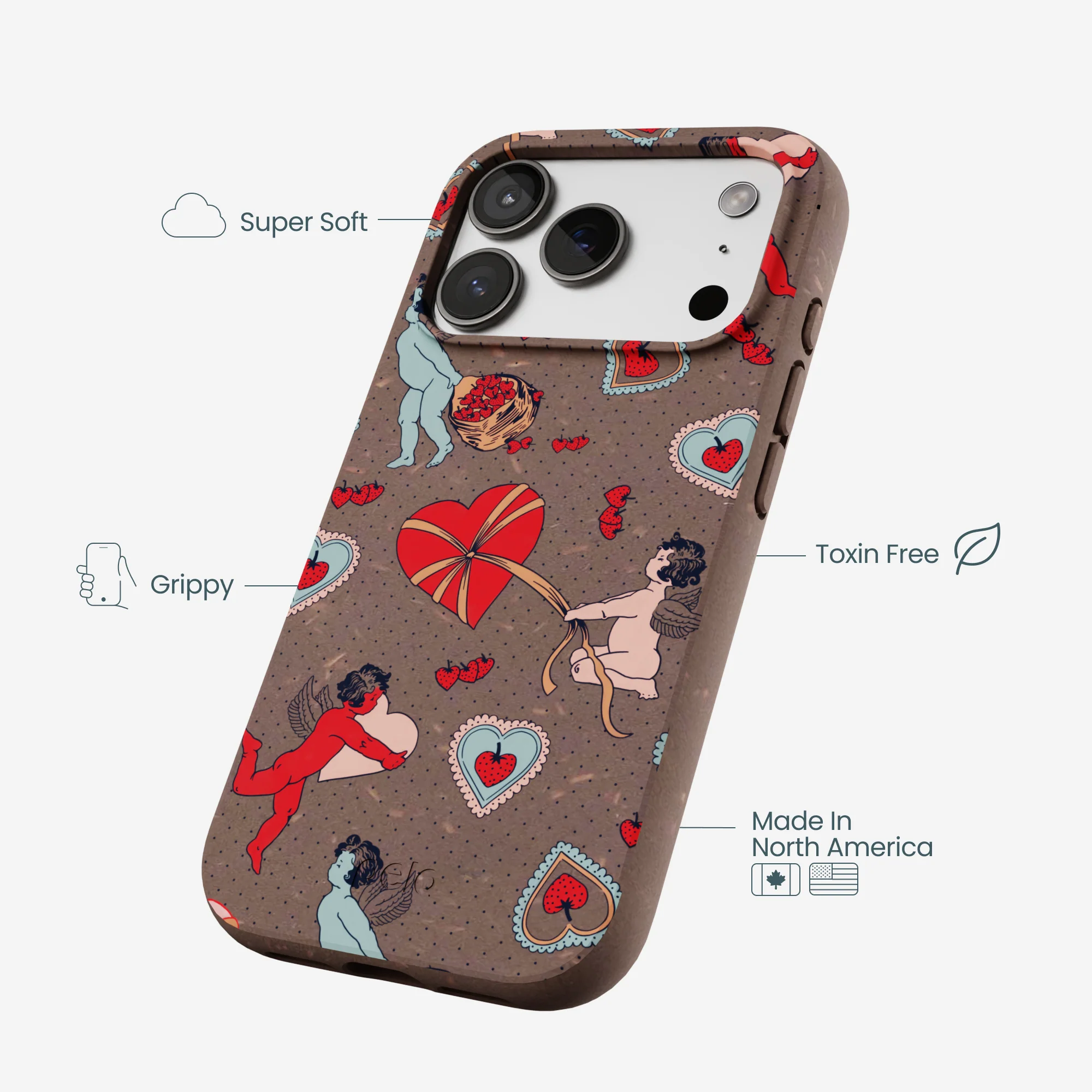 Chocolate Brown Strawberry Cupid iPhone 17 Pro Case - Image 4