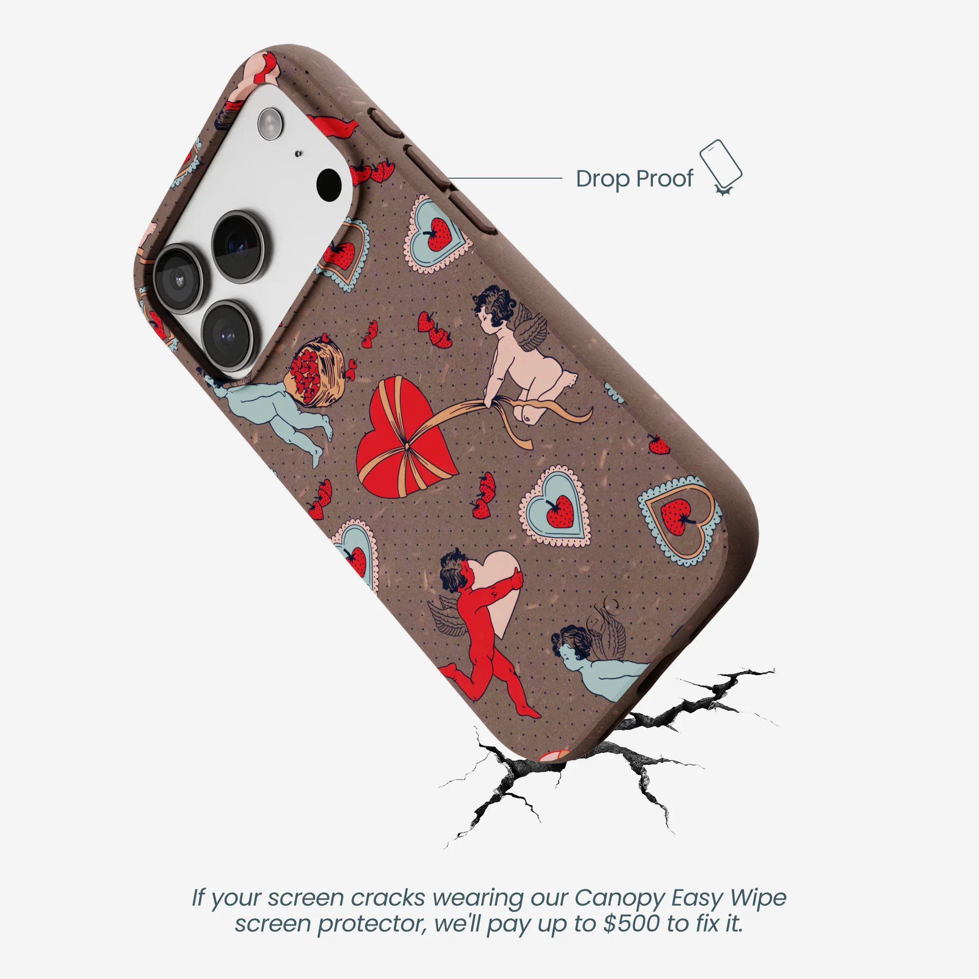 Chocolate Brown Strawberry Cupid iPhone 17 Pro Case - Image 5