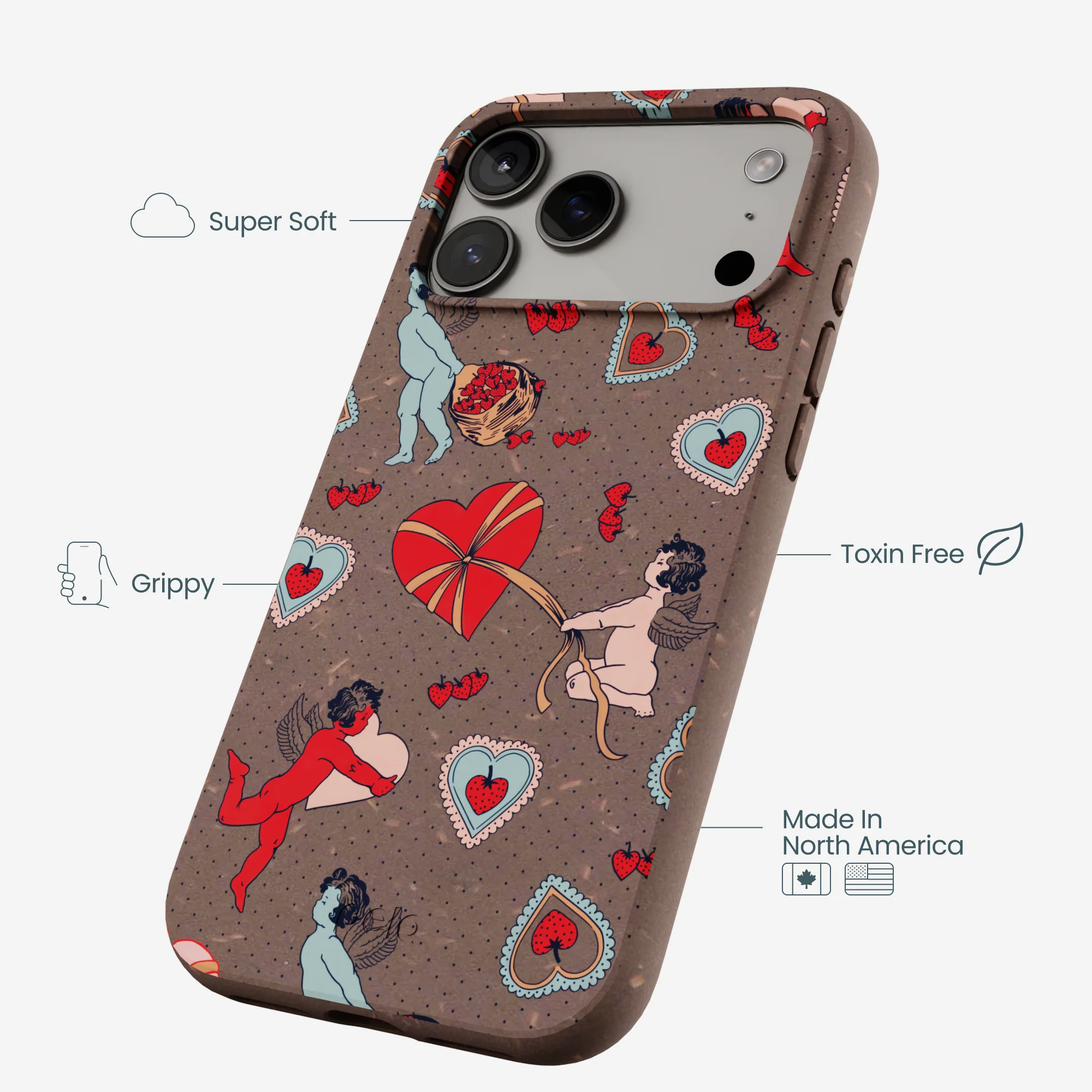 Chocolate Brown Strawberry Cupid iPhone 17 Pro Max Case - Image 4