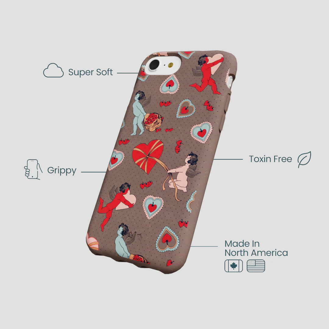 Chocolate Brown Strawberry Cupid iPhone 6/6s/7/8/SE Case - Image 4