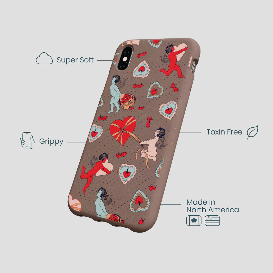 Chocolate Brown Strawberry Cupid iPhone XR Case - Image 4
