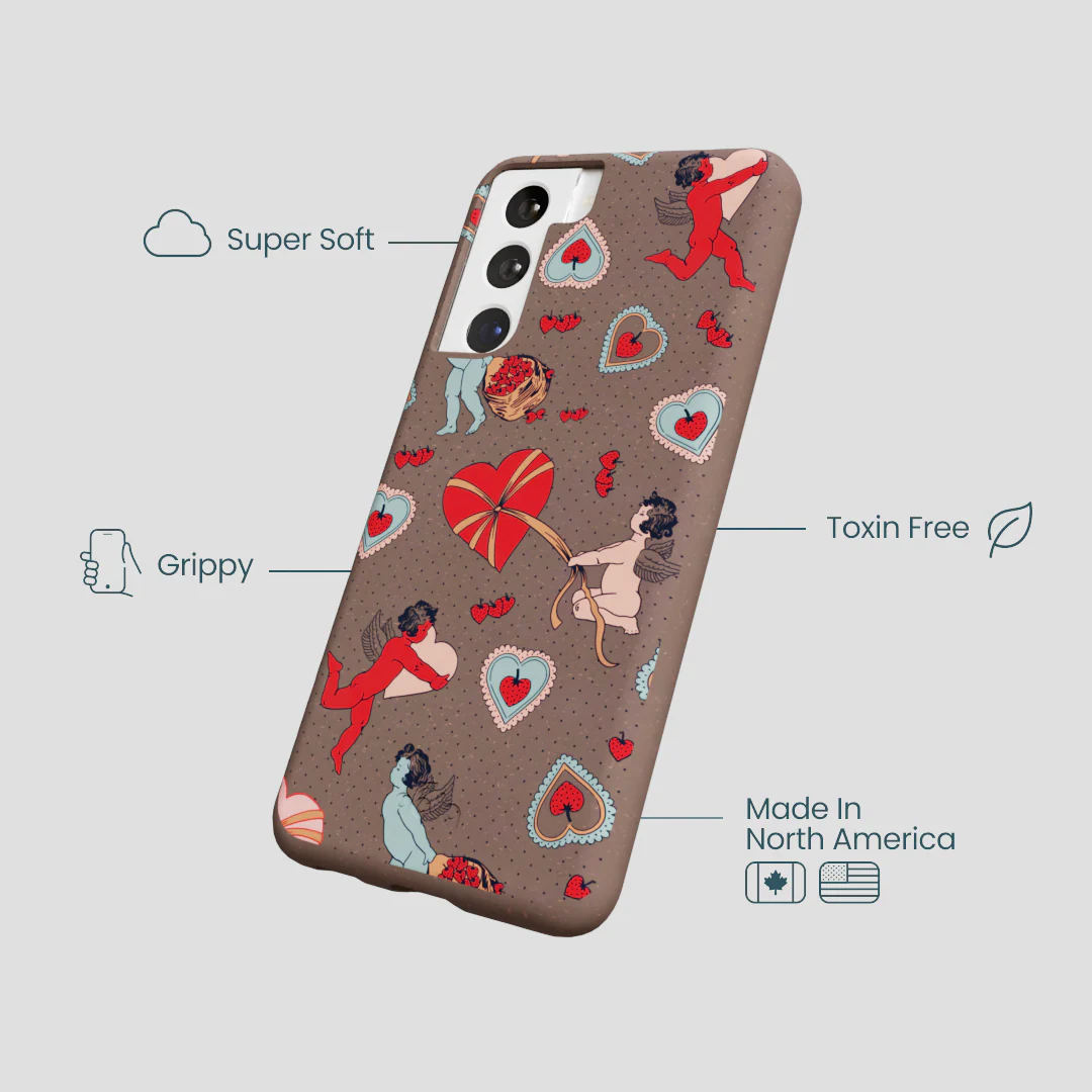 Chocolate Brown Strawberry Cupid Samsung Galaxy S22 Case - Image 4