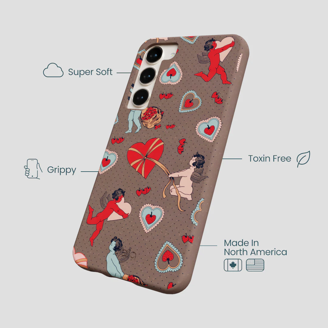Chocolate Brown Strawberry Cupid Samsung Galaxy S24+(Plus) Case - Image 4