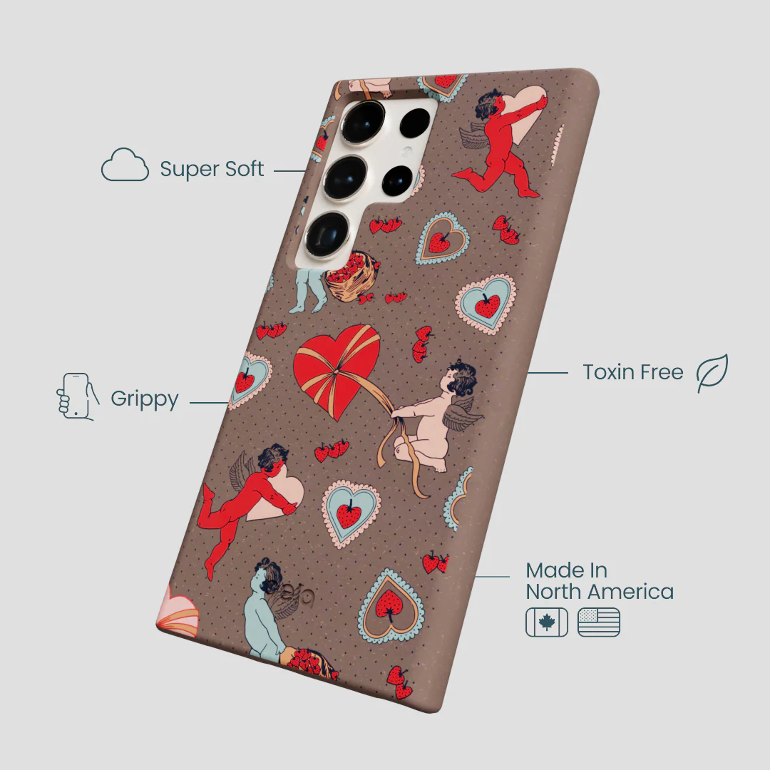 Chocolate Brown Strawberry Cupid Samsung Galaxy S24 Ultra Case - Image 4