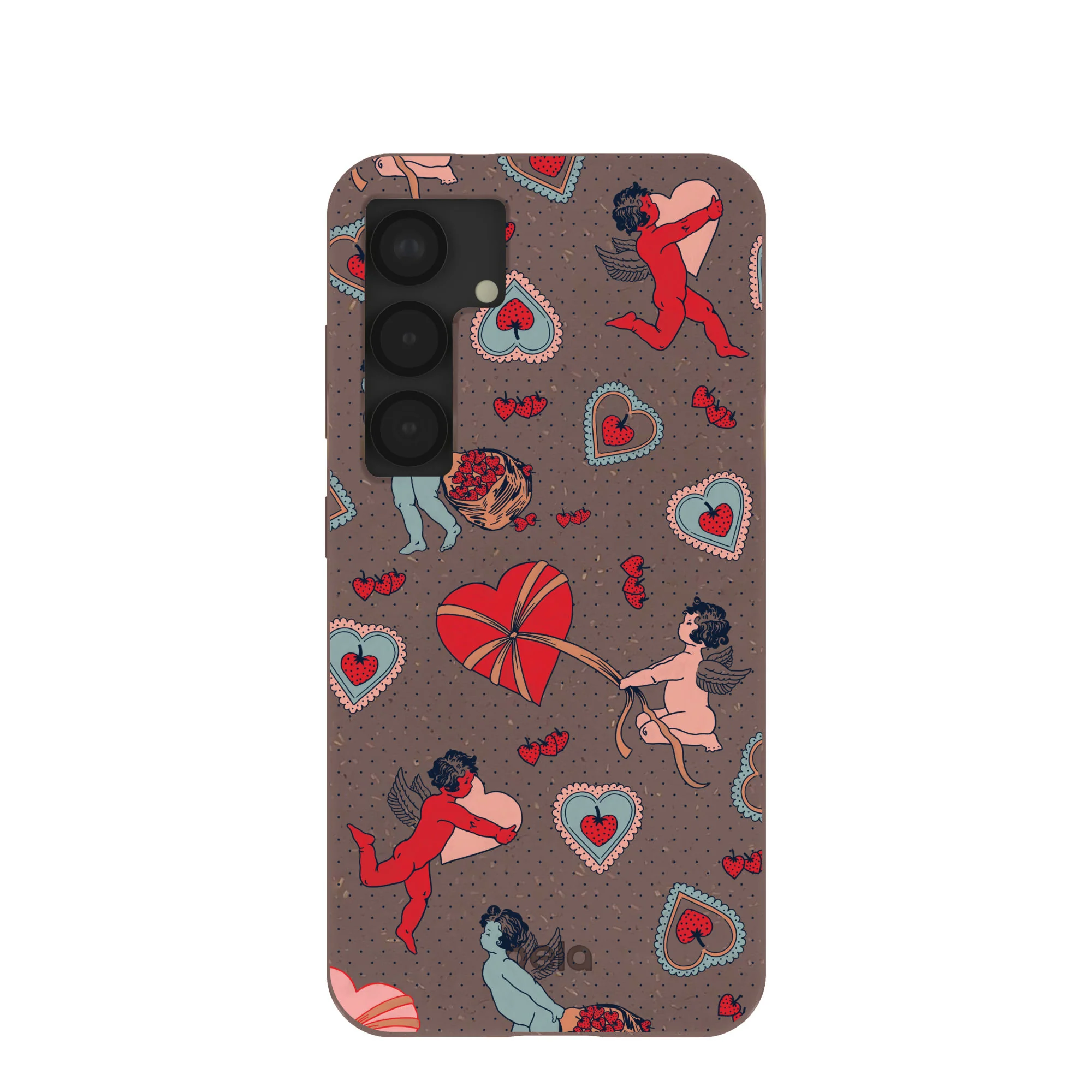 Chocolate Brown Strawberry Cupid Samsung Galaxy S25 Case