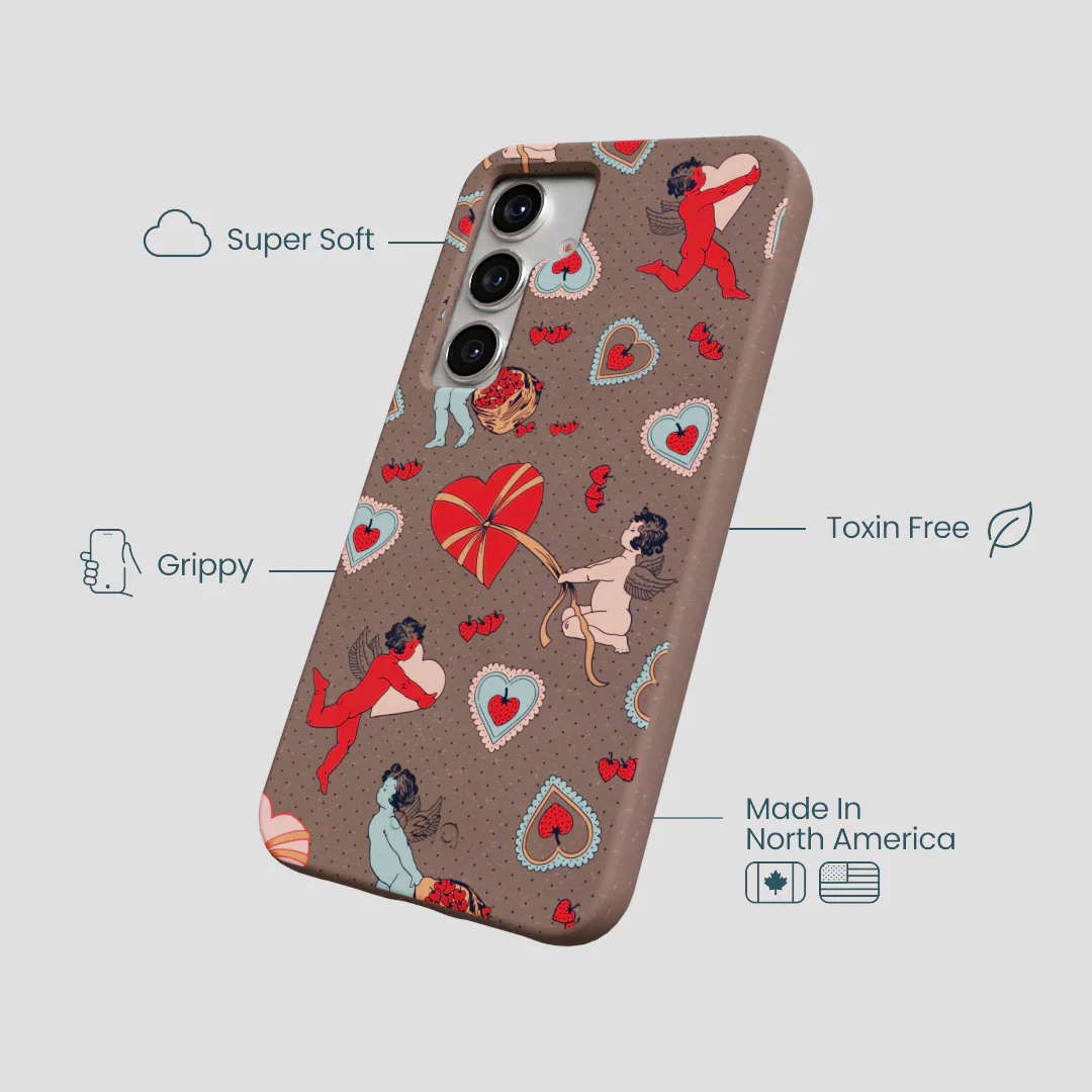 Chocolate Brown Strawberry Cupid Samsung Galaxy S25 Case - Image 4