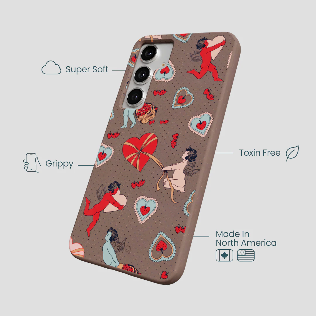Chocolate Brown Strawberry Cupid Samsung Galaxy S25+(Plus) Case - Image 4