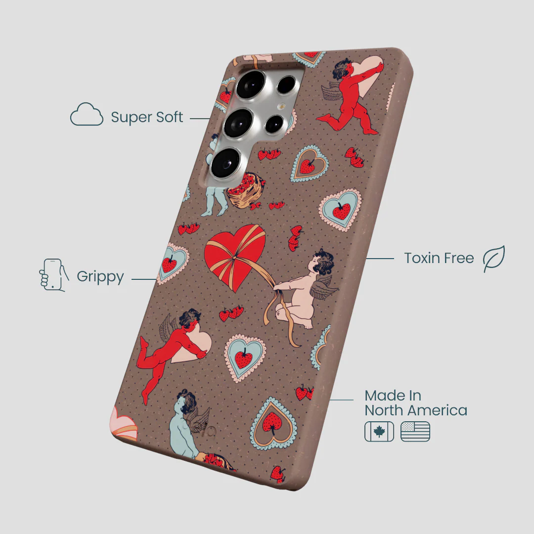 Chocolate Brown Strawberry Cupid Samsung Galaxy S25 Ultra Case - Image 4