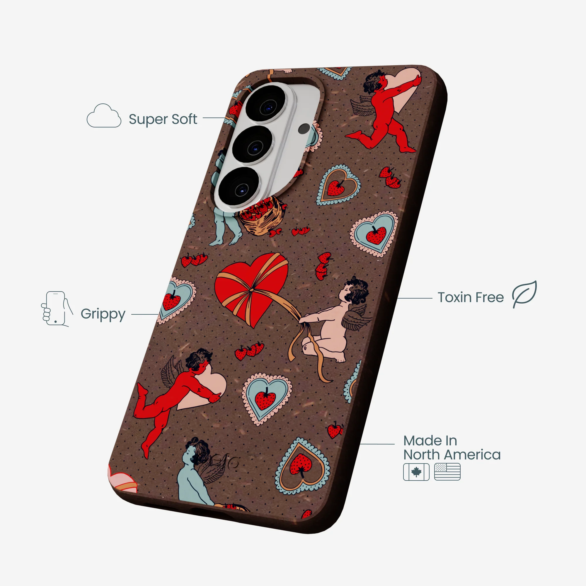 Chocolate Brown Strawberry Cupid Samsung Galaxy S26 Case - Image 4