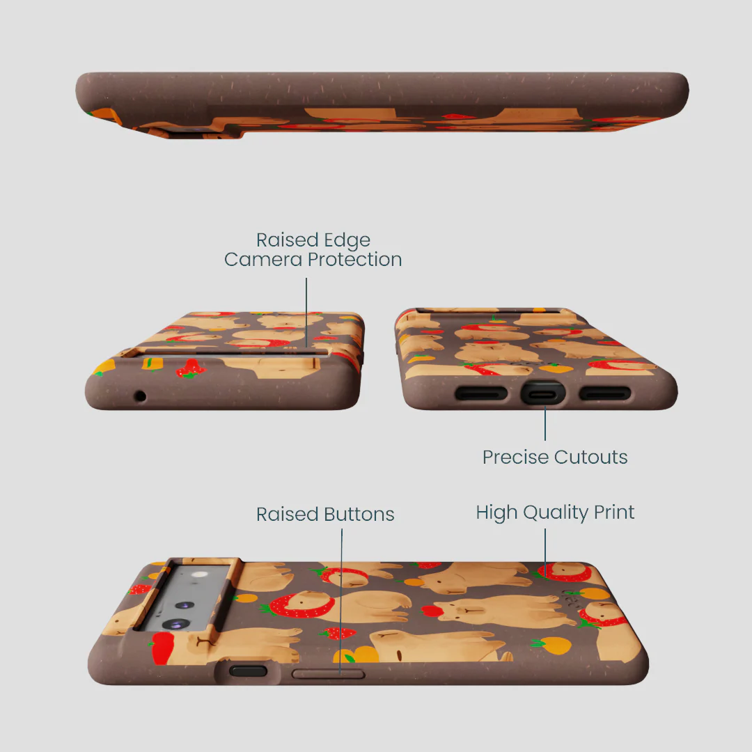 Chocolate Brown Sweet Capybaras Google Pixel 6 Case - Image 3