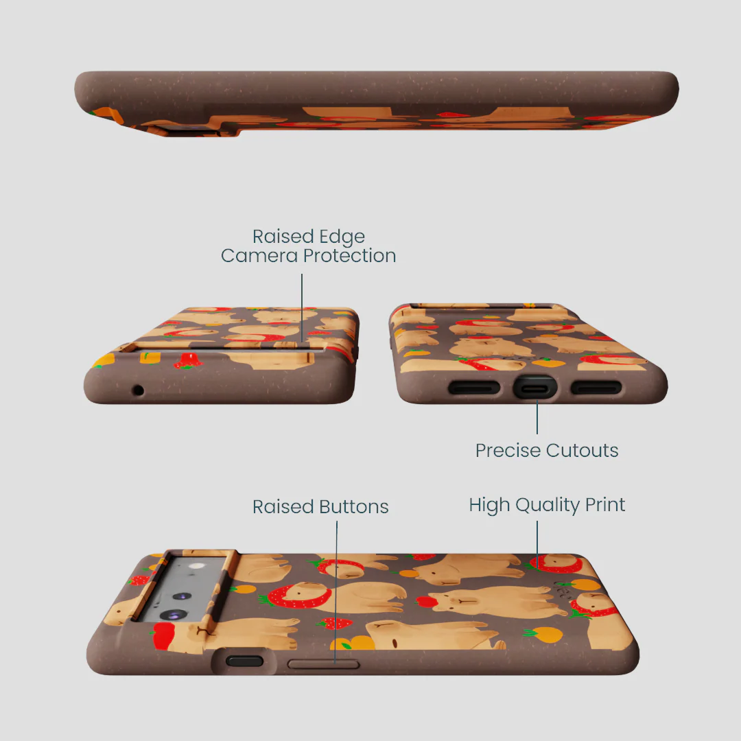 Chocolate Brown Sweet Capybaras Google Pixel 6a Case - Image 3