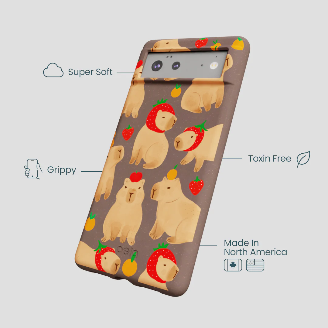 Chocolate Brown Sweet Capybaras Google Pixel 6a Case - Image 4
