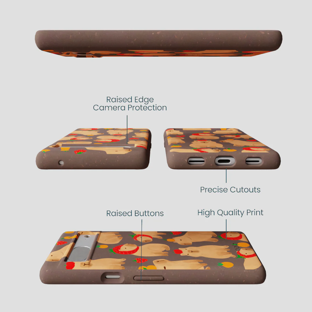 Chocolate Brown Sweet Capybaras Google Pixel 7 Case - Image 3
