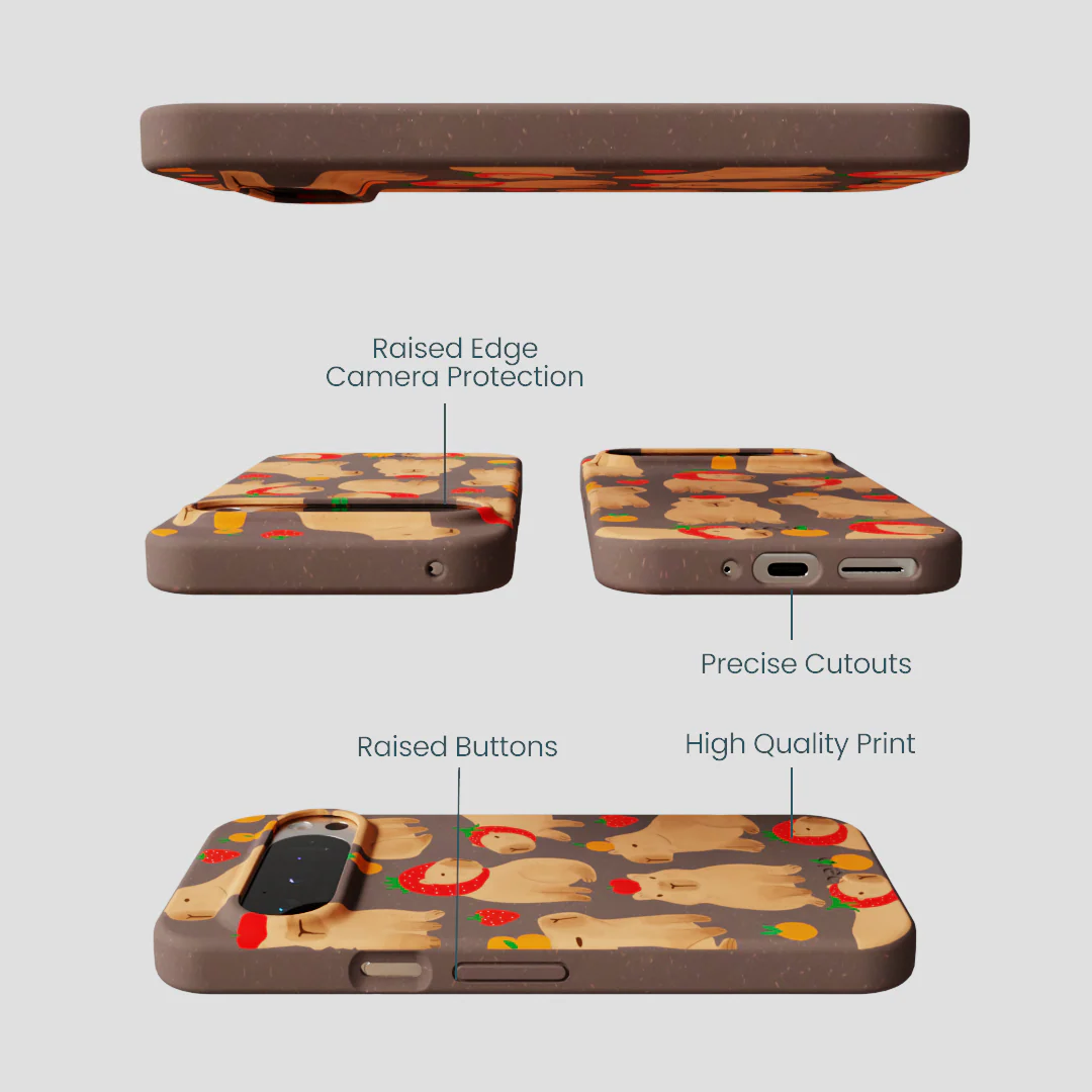 Chocolate Brown Sweet Capybaras Google Pixel 9/9 Pro Case - Image 3