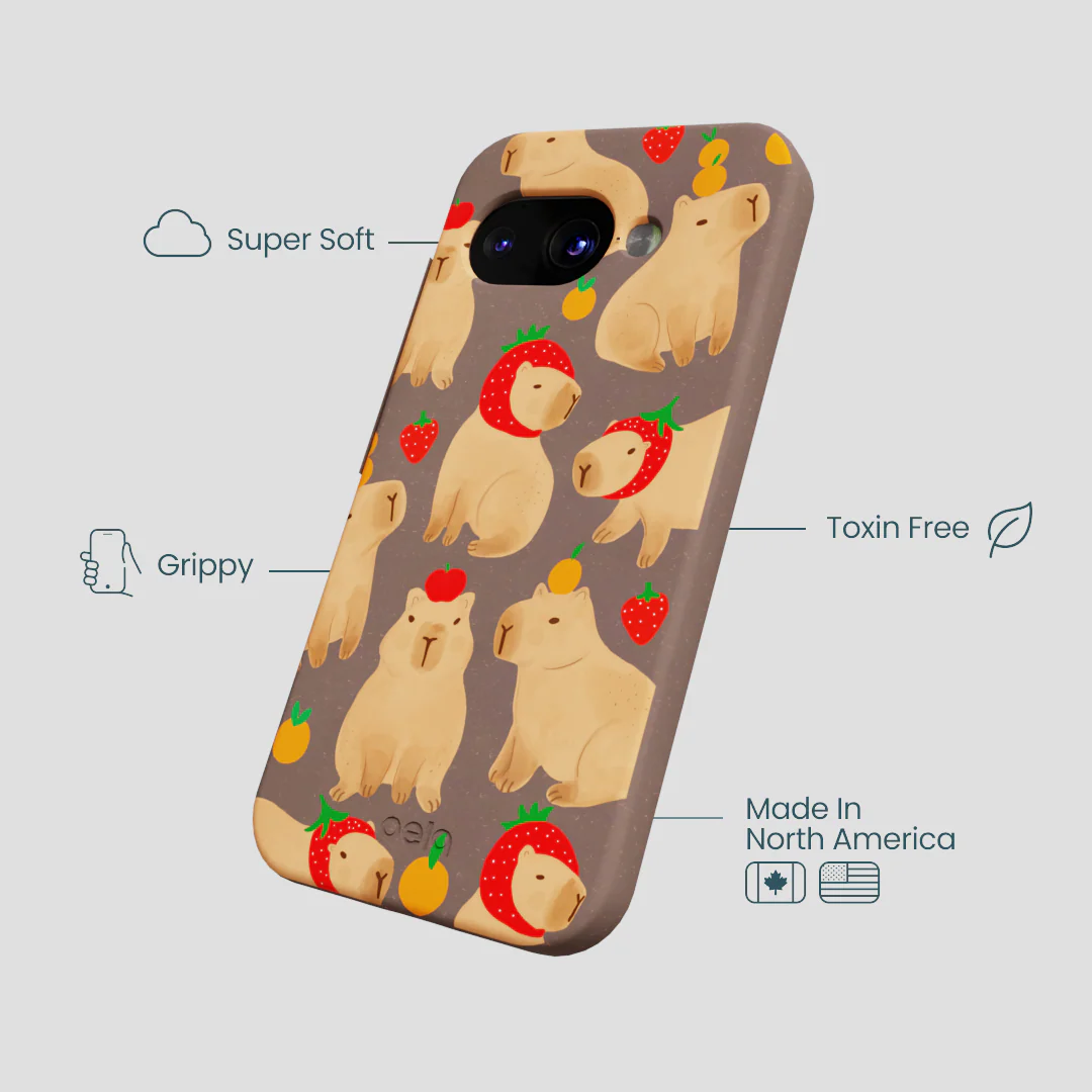Chocolate Brown Sweet Capybaras Google Pixel 9a Case - Image 4
