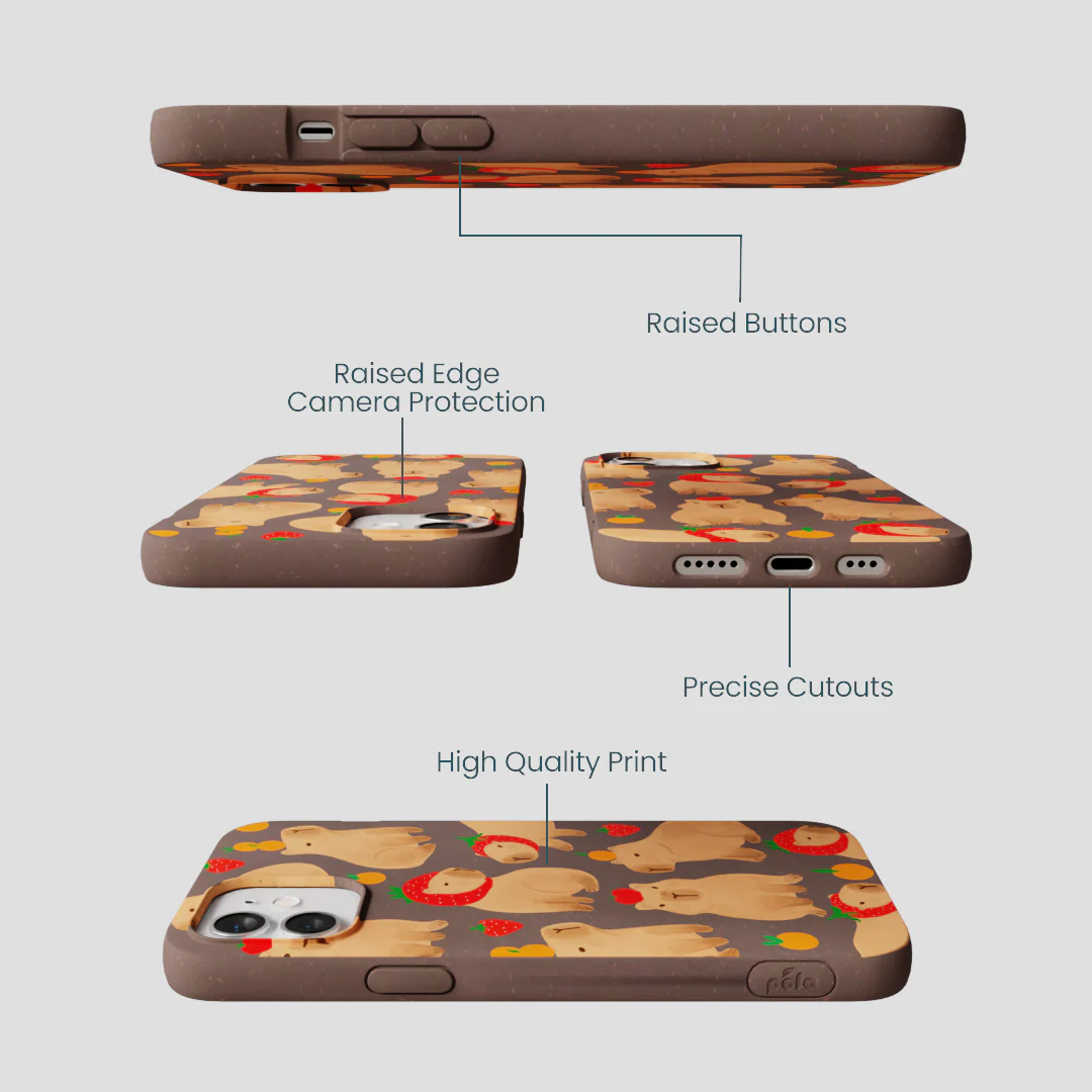 Chocolate Brown Sweet Capybaras iPhone 12/ iPhone 12 Pro Case - Image 3