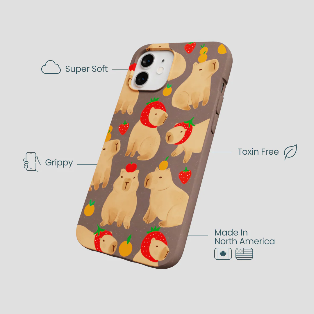 Chocolate Brown Sweet Capybaras iPhone 12/ iPhone 12 Pro Case - Image 4
