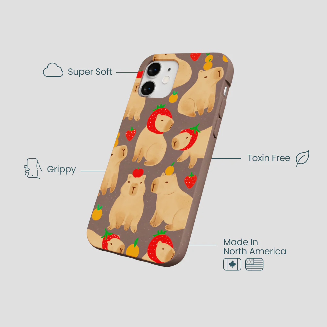 Chocolate Brown Sweet Capybaras iPhone 12 Mini Case - Image 4
