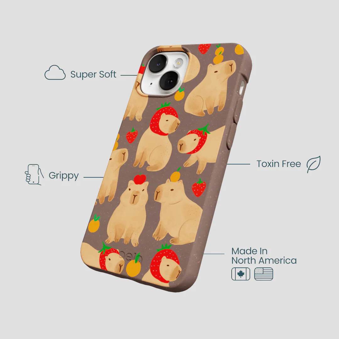 Chocolate Brown Sweet Capybaras iPhone 13 Case - Image 4