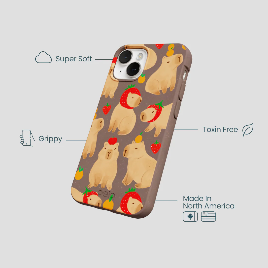 Chocolate Brown Sweet Capybaras iPhone 13 Mini Case - Image 4