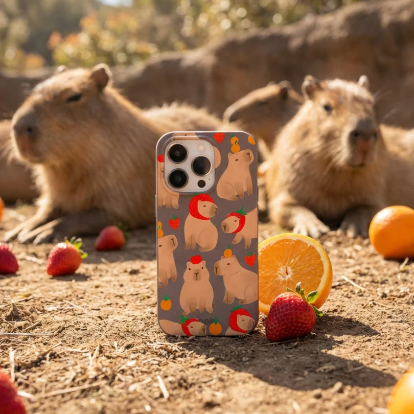 Chocolate Brown Sweet Capybaras iPhone 14 Case - Image 10