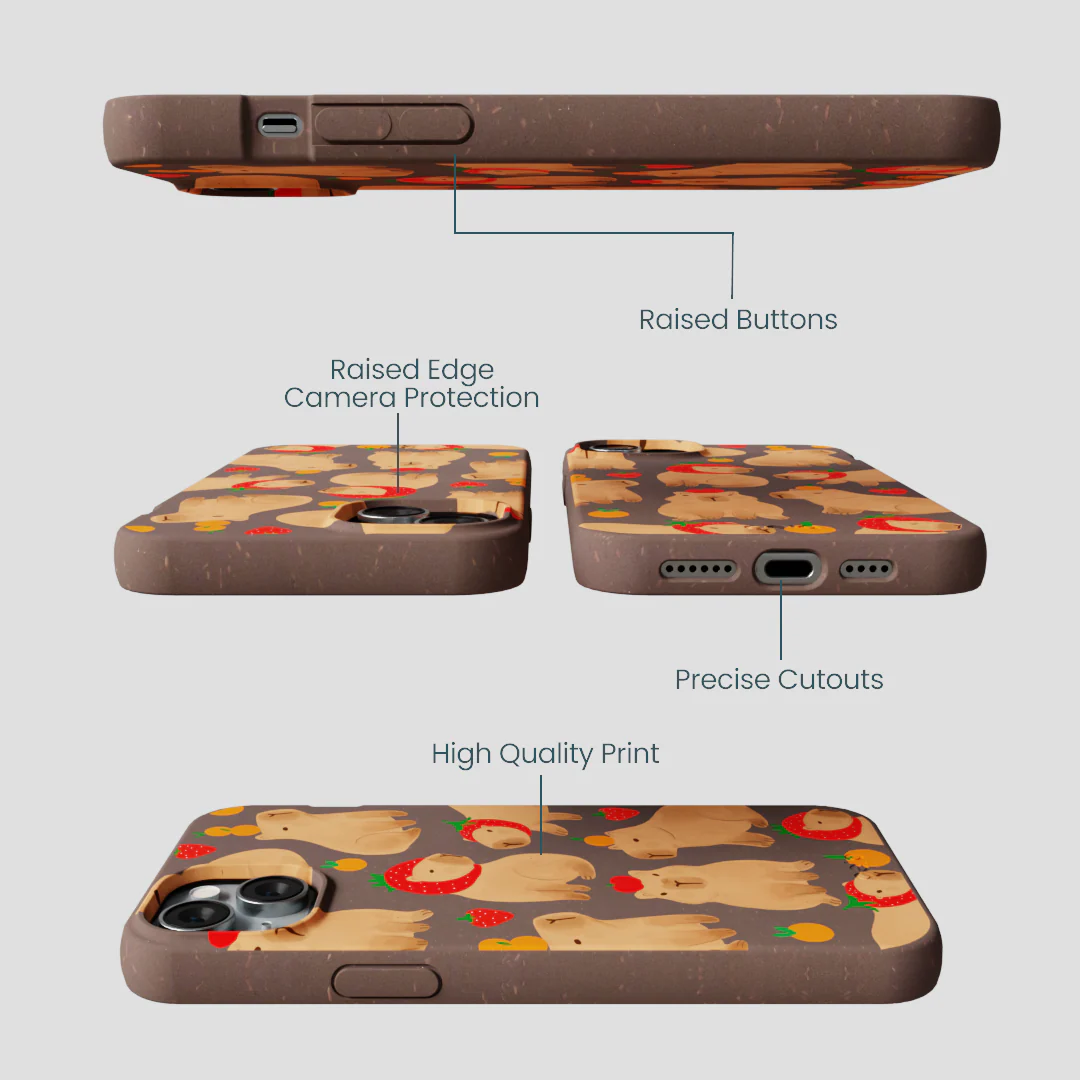 Chocolate Brown Sweet Capybaras iPhone 14 Plus Case - Image 3