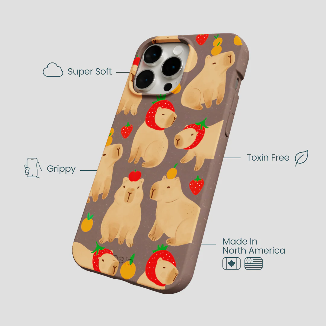 Chocolate Brown Sweet Capybaras iPhone 14 Pro Max Case - Image 4
