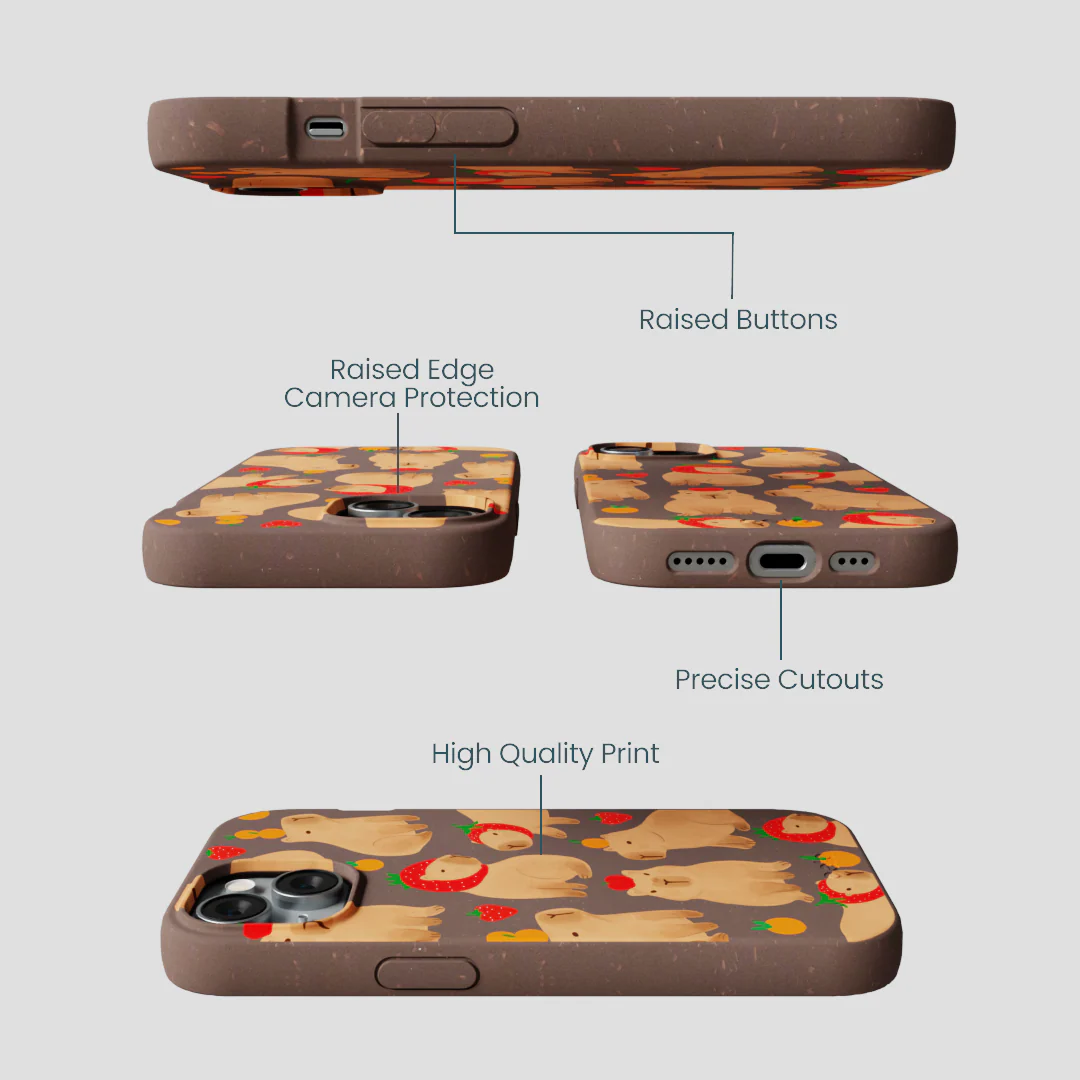 Chocolate Brown Sweet Capybaras iPhone 15 Case - Image 3