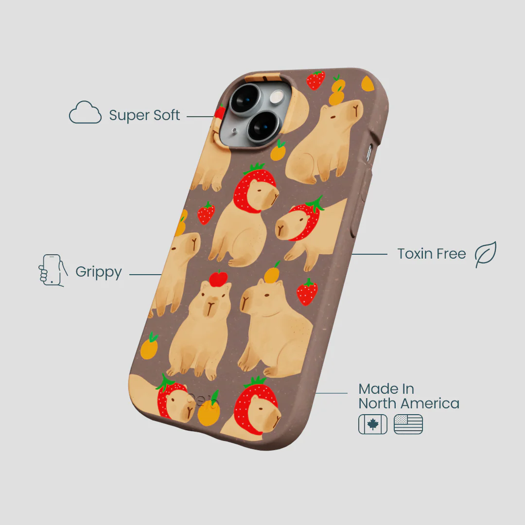 Chocolate Brown Sweet Capybaras iPhone 15 Case - Image 4