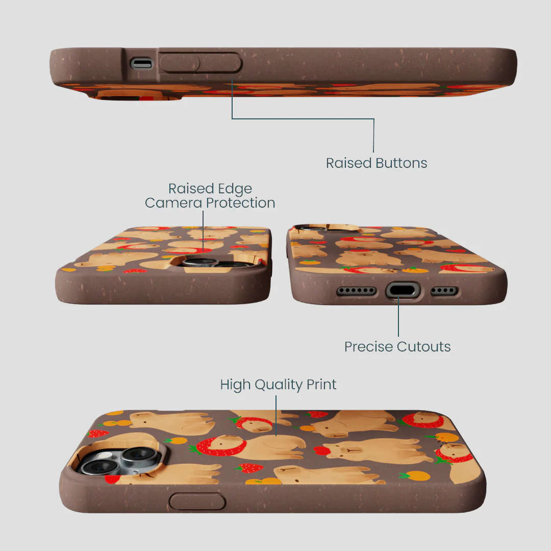Chocolate Brown Sweet Capybaras iPhone 15 Plus Case - Image 3