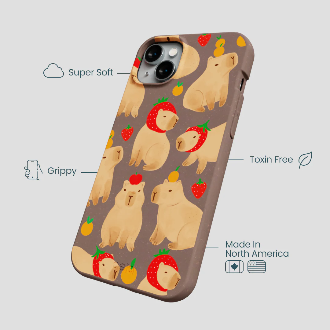 Chocolate Brown Sweet Capybaras iPhone 15 Plus Case - Image 4
