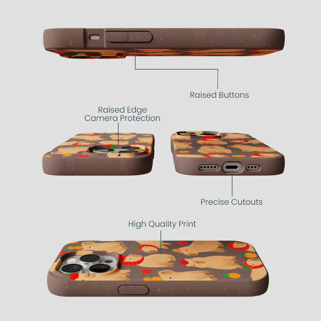 Chocolate Brown Sweet Capybaras iPhone 15 Pro Case - Image 3