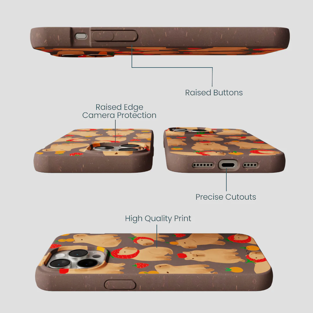Chocolate Brown Sweet Capybaras iPhone 15 Pro Max Case - Image 3