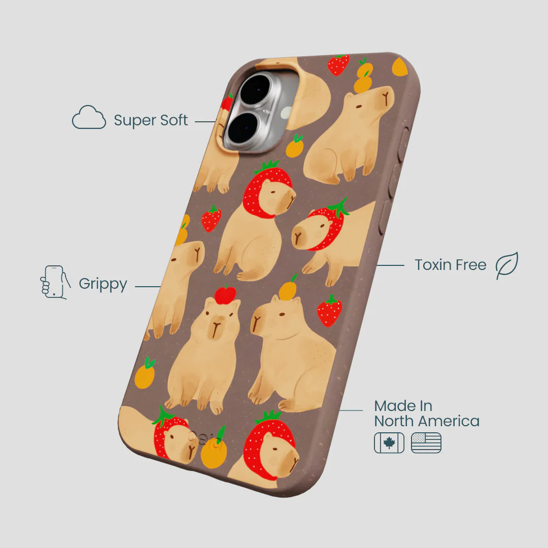 Chocolate Brown Sweet Capybaras iPhone 16 Plus Case - Image 4