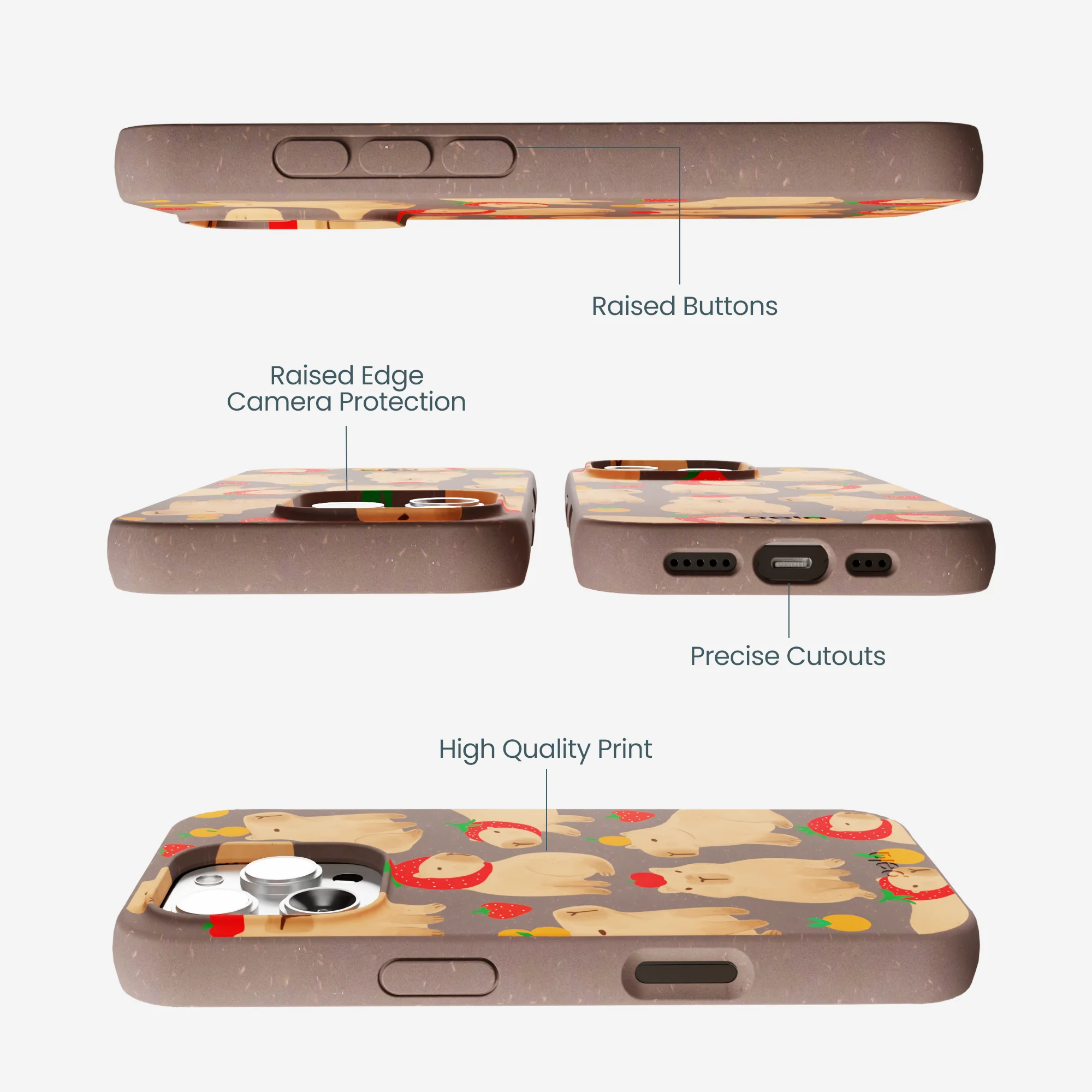 Chocolate Brown Sweet Capybaras iPhone 16 Pro Max Case - Image 3