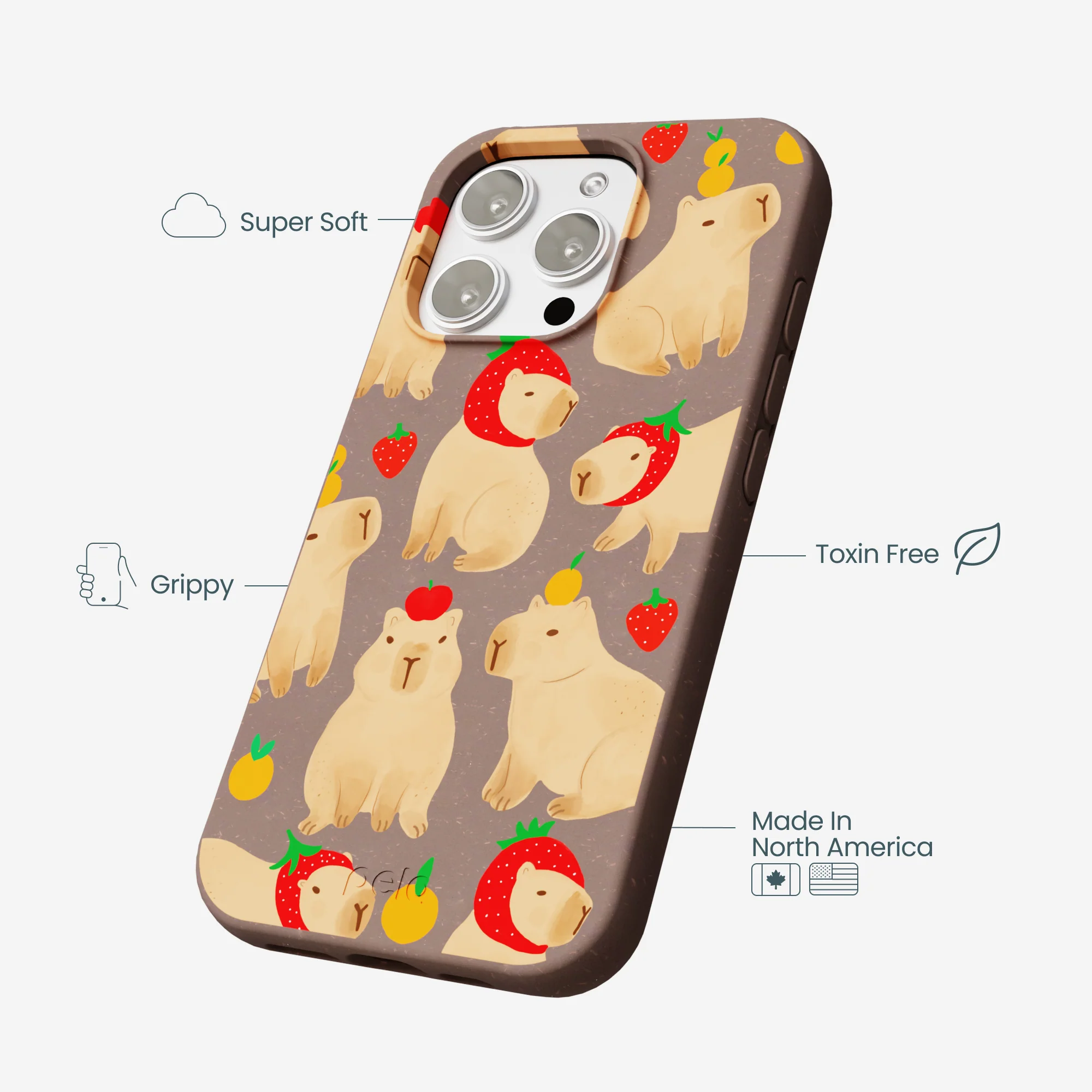 Chocolate Brown Sweet Capybaras iPhone 16 Pro Max Case - Image 4