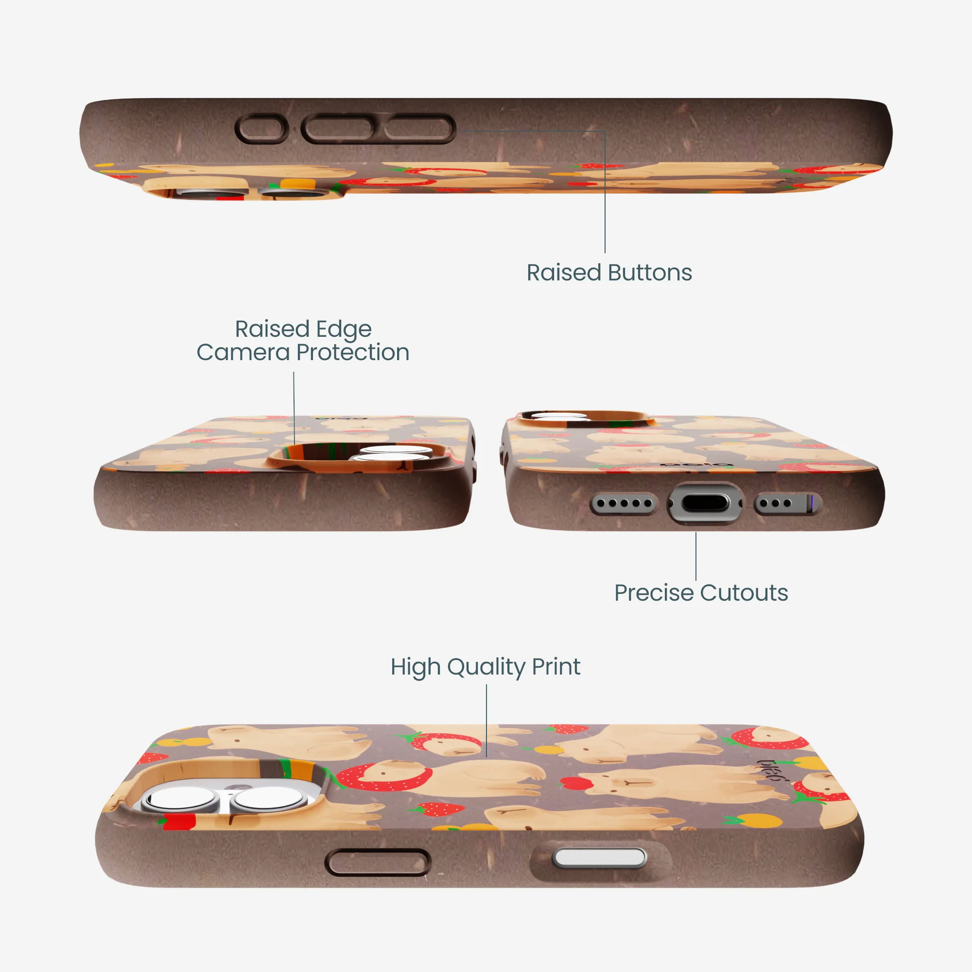 Chocolate Brown Sweet Capybaras iPhone 17 Case - Image 3