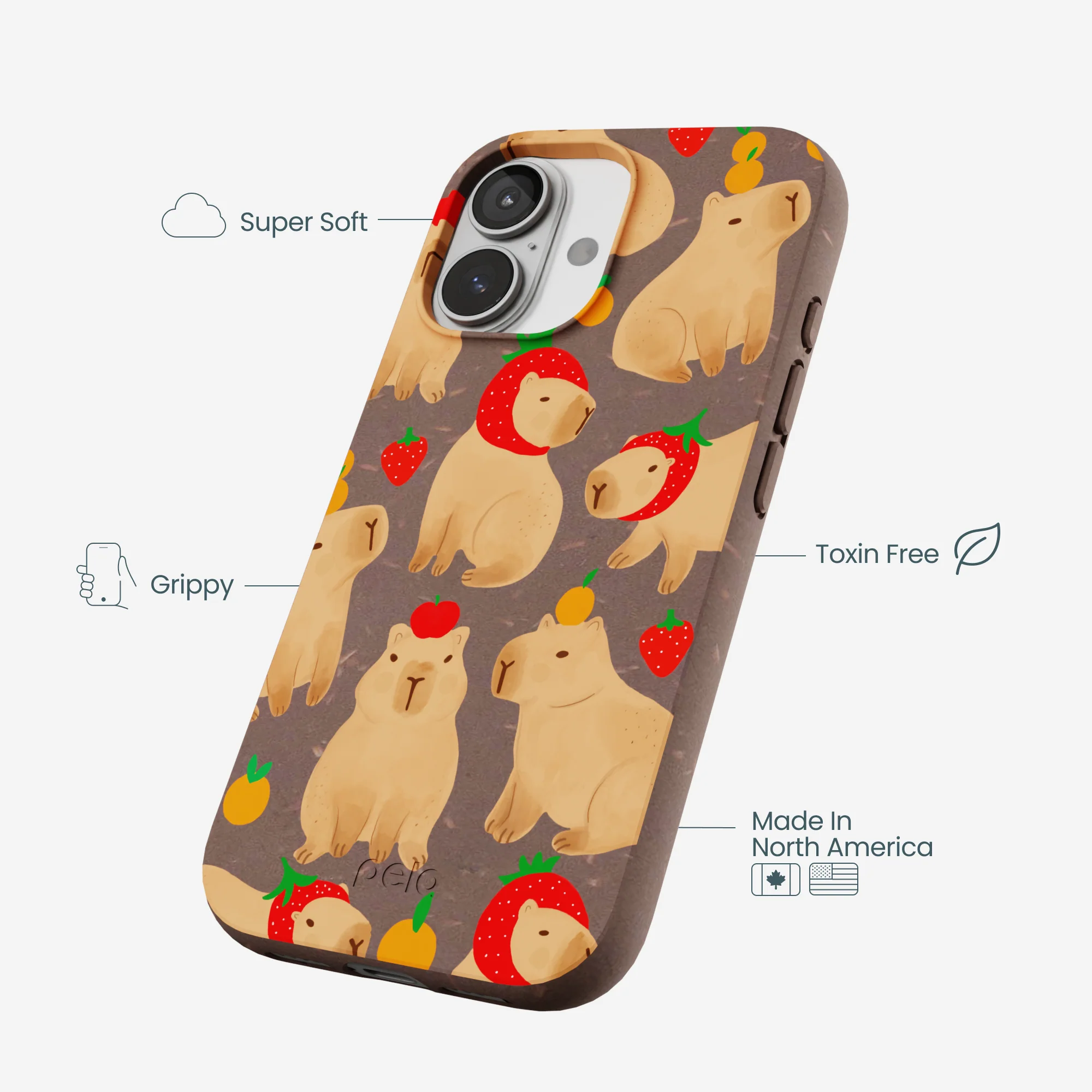 Chocolate Brown Sweet Capybaras iPhone 17 Case - Image 4