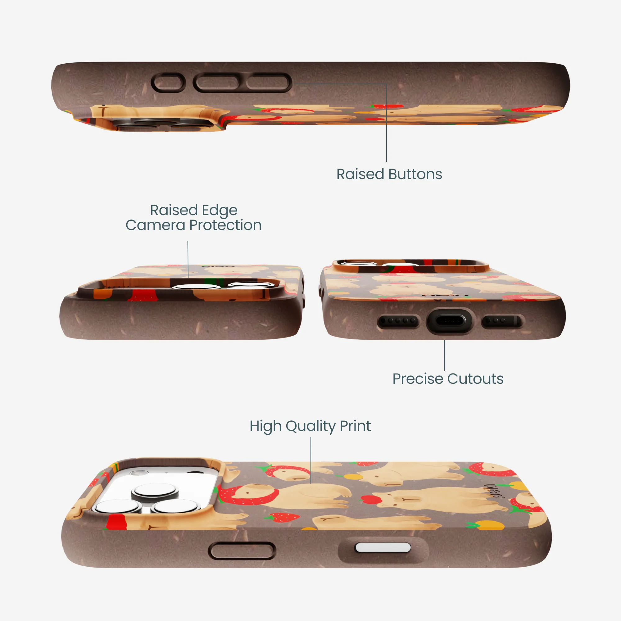 Chocolate Brown Sweet Capybaras iPhone 17 Pro Case - Image 3