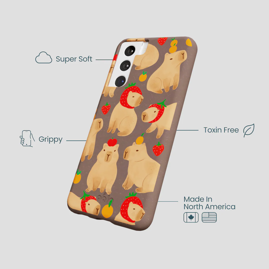 Chocolate Brown Sweet Capybaras Samsung Galaxy S21 Case - Image 4