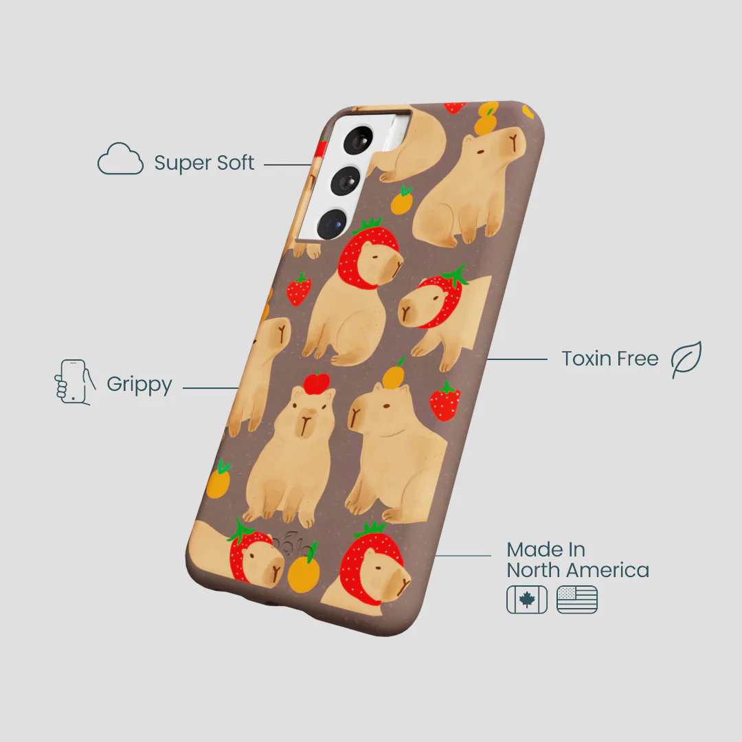 Chocolate Brown Sweet Capybaras Samsung Galaxy S22 Case - Image 4