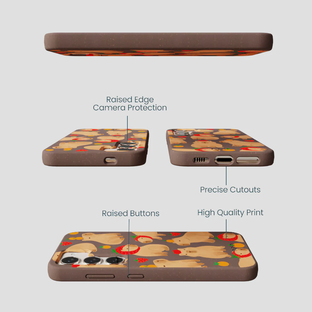 Chocolate Brown Sweet Capybaras Samsung Galaxy S23 Case - Image 3