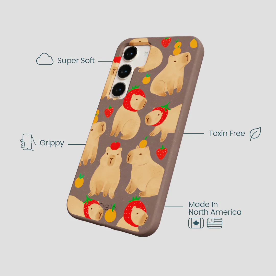 Chocolate Brown Sweet Capybaras Samsung Galaxy S23 Case - Image 4