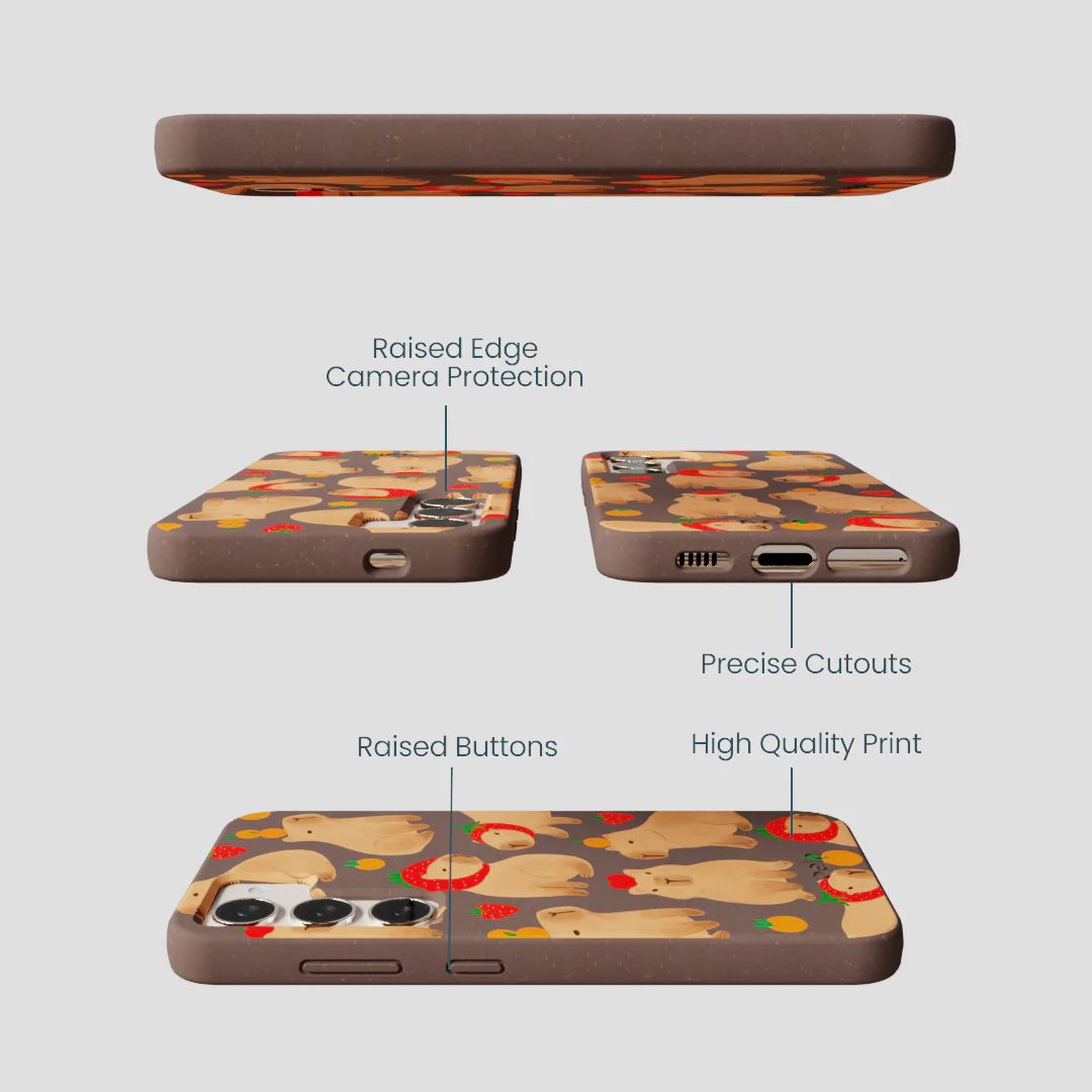 Chocolate Brown Sweet Capybaras Samsung Galaxy S24 Case - Image 3