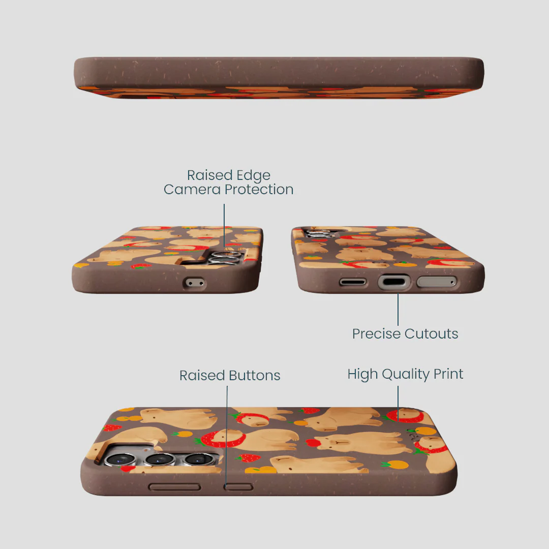 Chocolate Brown Sweet Capybaras Samsung Galaxy S25 Case - Image 3