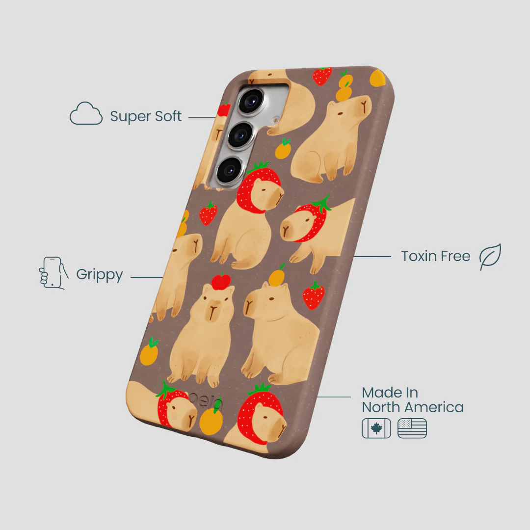 Chocolate Brown Sweet Capybaras Samsung Galaxy S25 Case - Image 4